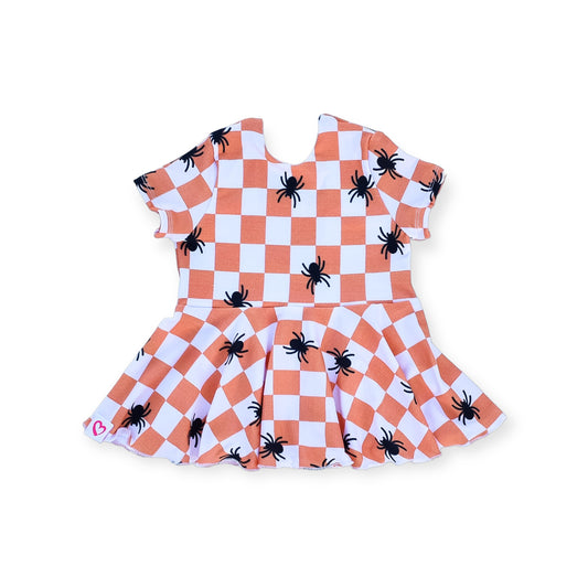 Peplum - Orange & White Check