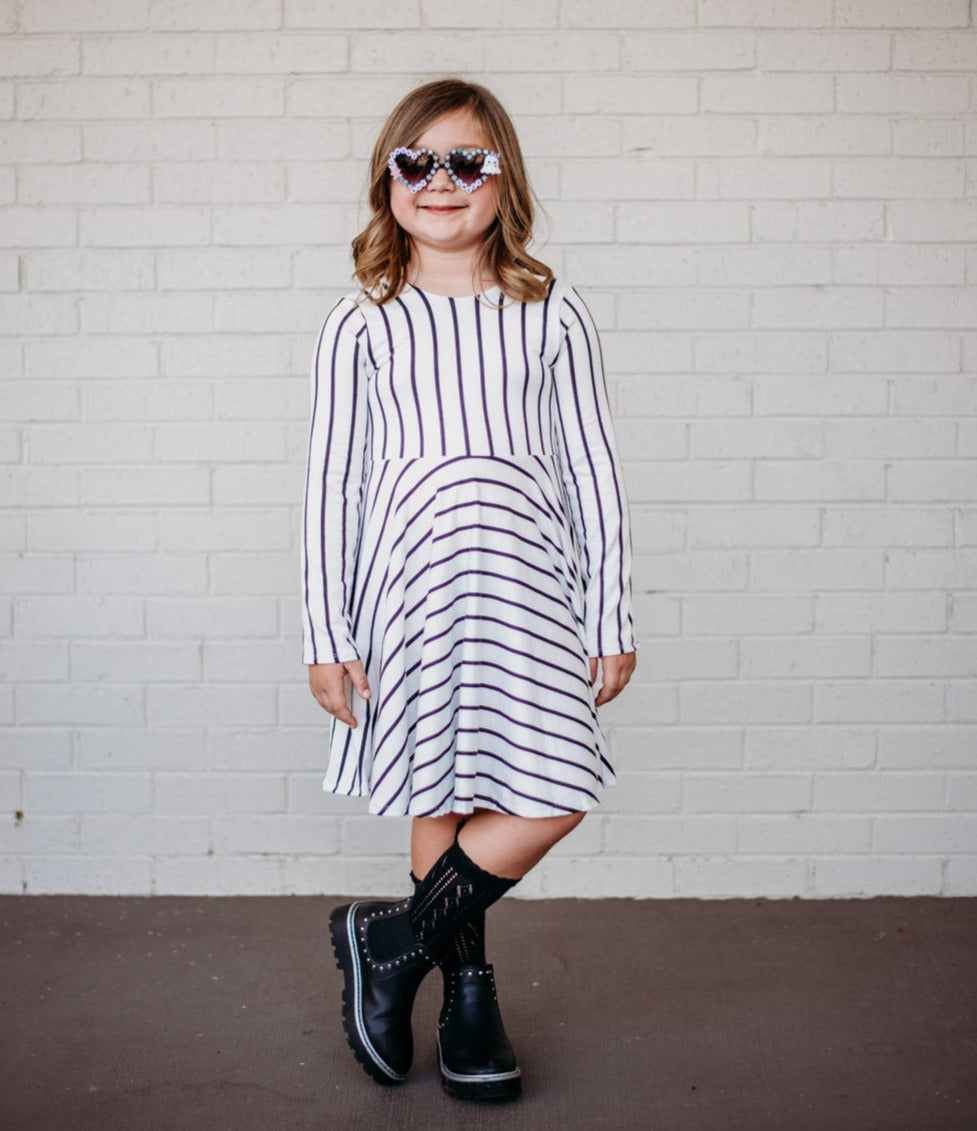 Twirl Dress - Black & White Stripes