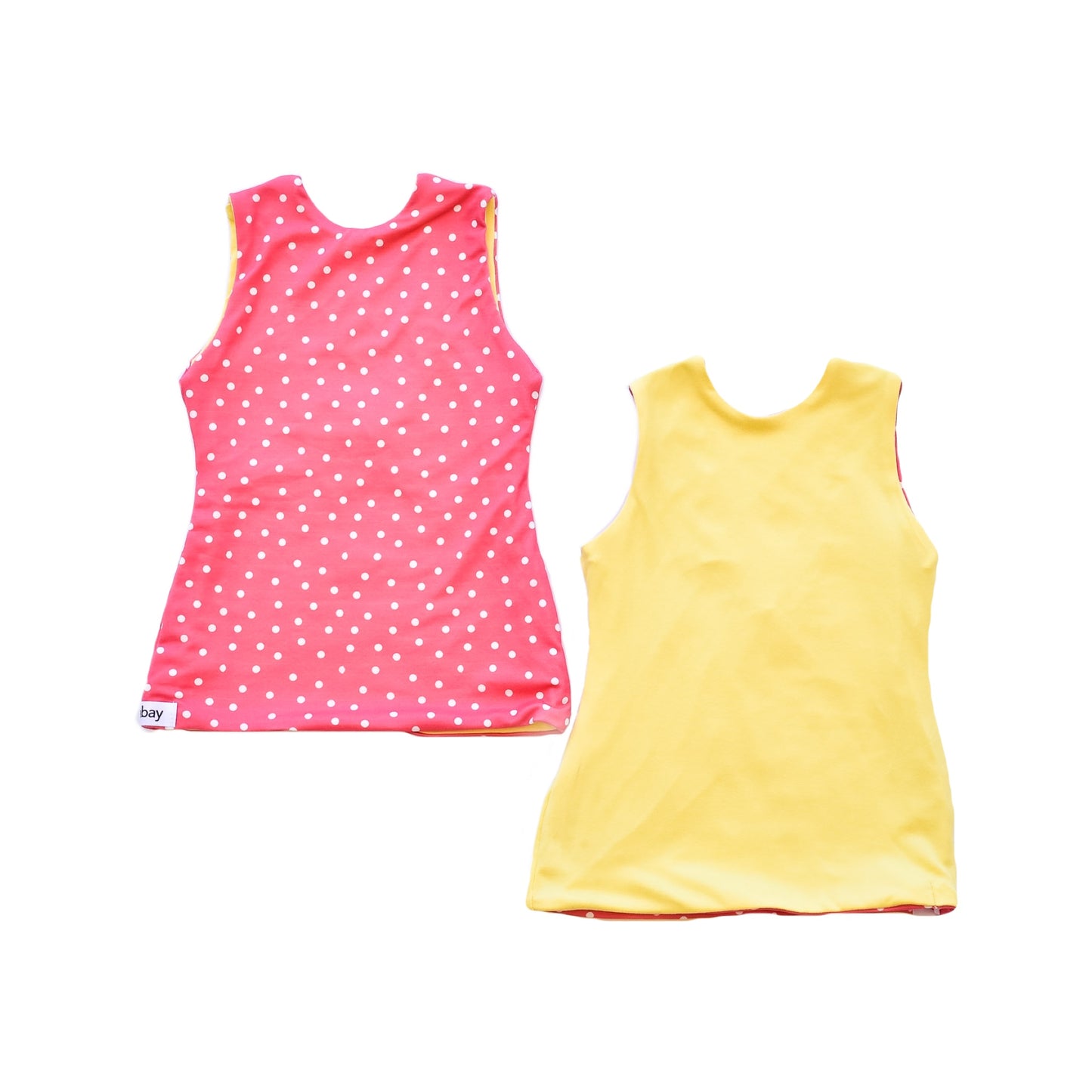 Fitted Top - Pink Polka Dot/Yellow (reversible w/ sleeveless)