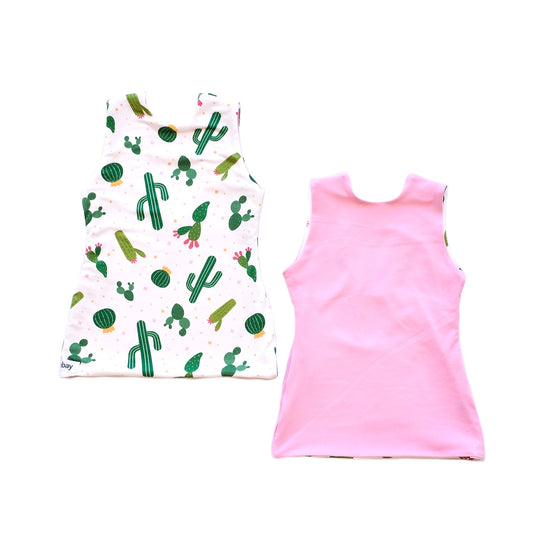 Fitted Top - Cactus/Pink (reversible w/sleeveless)