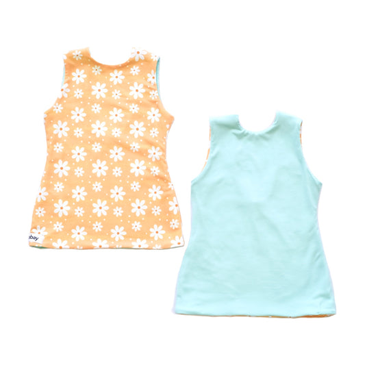 Fitted Top - Daisy/Mint (reversible w/sleeveless)