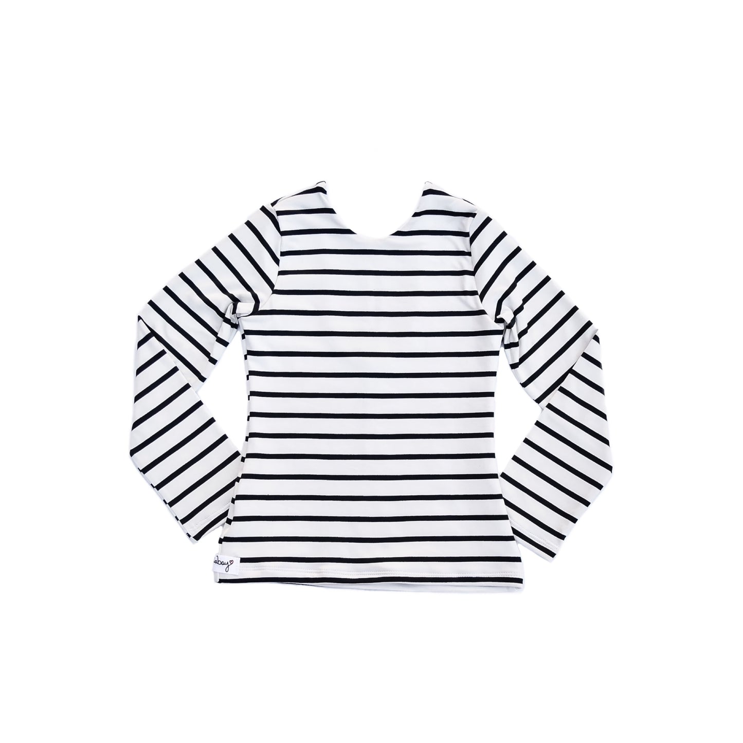 Fitted Top - Ivory and Black Stripes