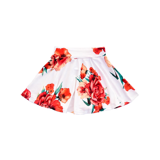 Twirl Skirt - Ivory W/Orange Floral
