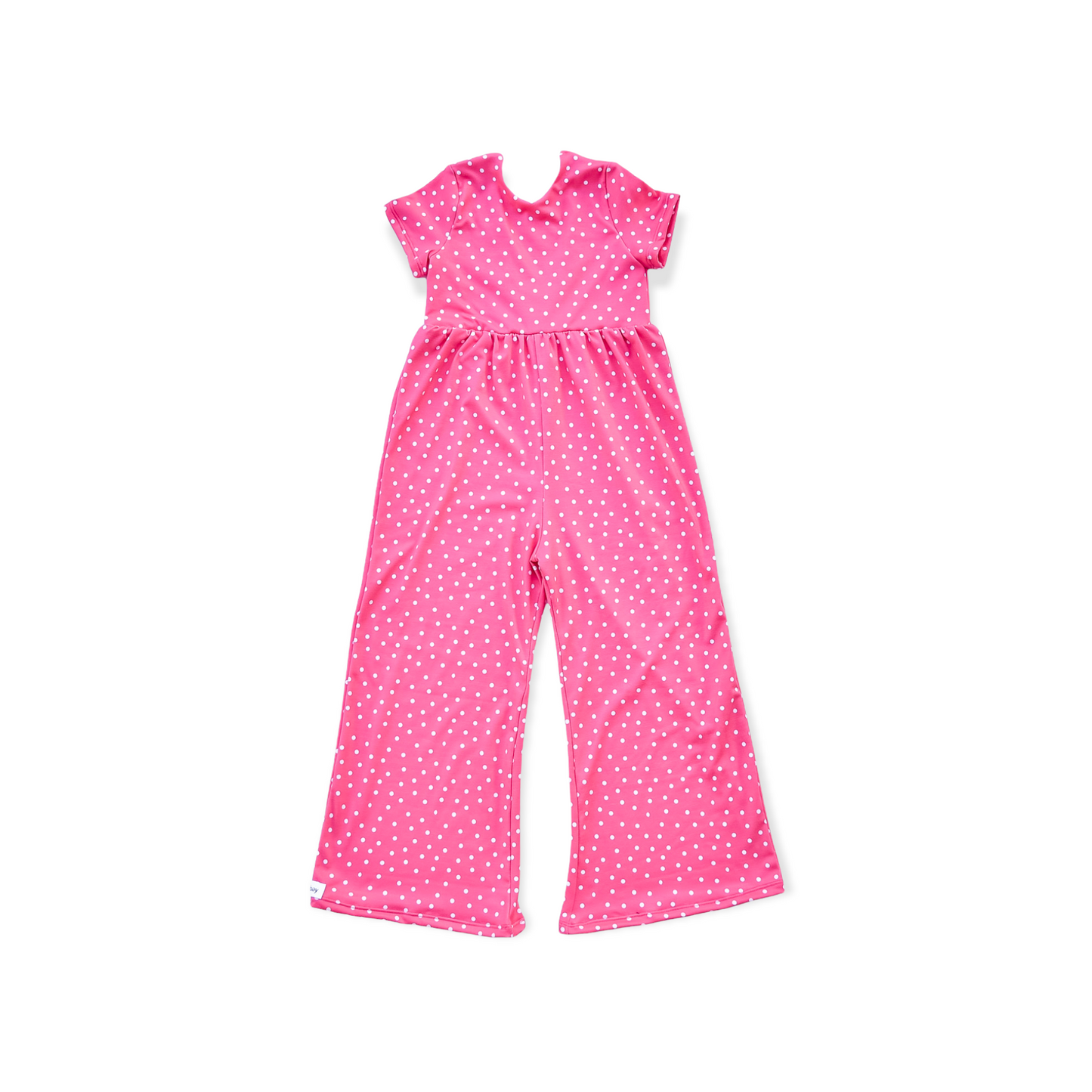 Wide Leg Jumpsuit - Pink Polka Dot