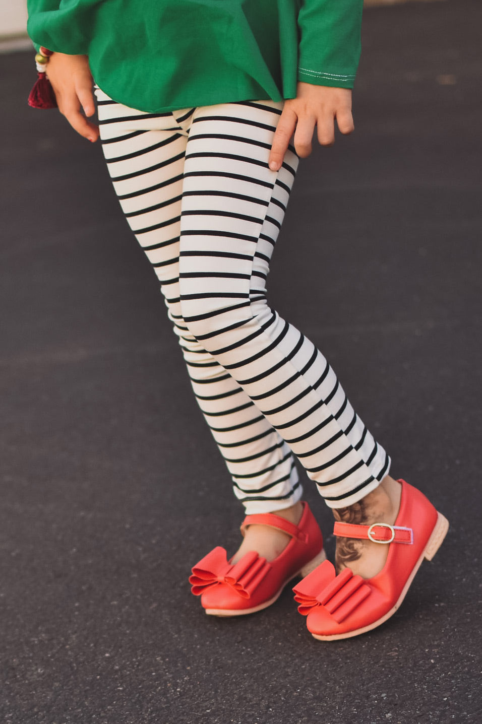 Leggings - Ivory Black Stripes